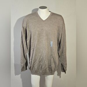 D'Avila Mens Long Sleeve V Neck Sweater Wool Blend Made In Italy Size 2XLT